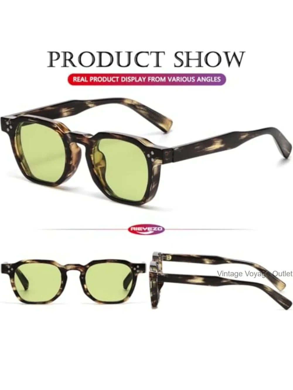 Retro Square Sunglasses for Women Men Thick Frame Non-Polarized UV400